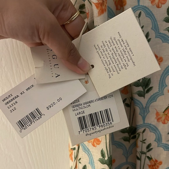 NWT AGUA BY AGUA BENDITA Gerbera printed linen maxi dress, large - Picture 7 of 10